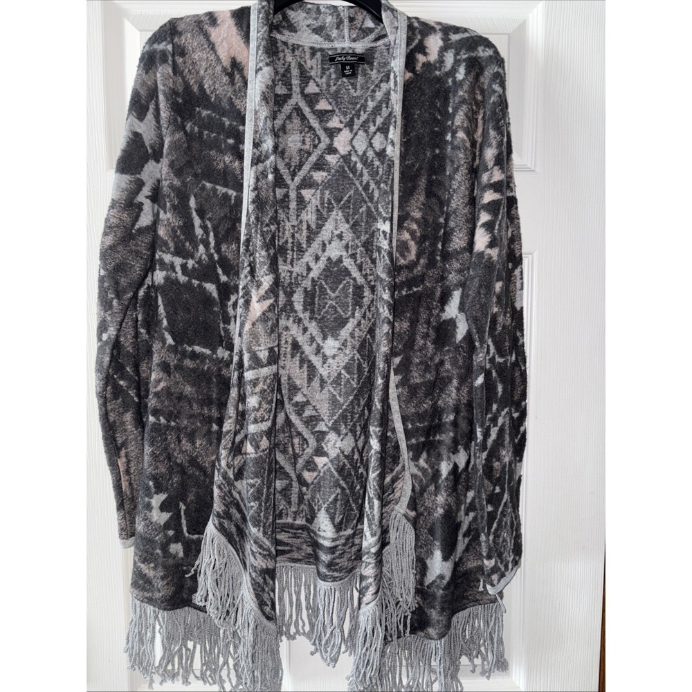 Lucky Brand Womens M Aztec Drape Cardigan Sweater Boho Waterfall Southwestern